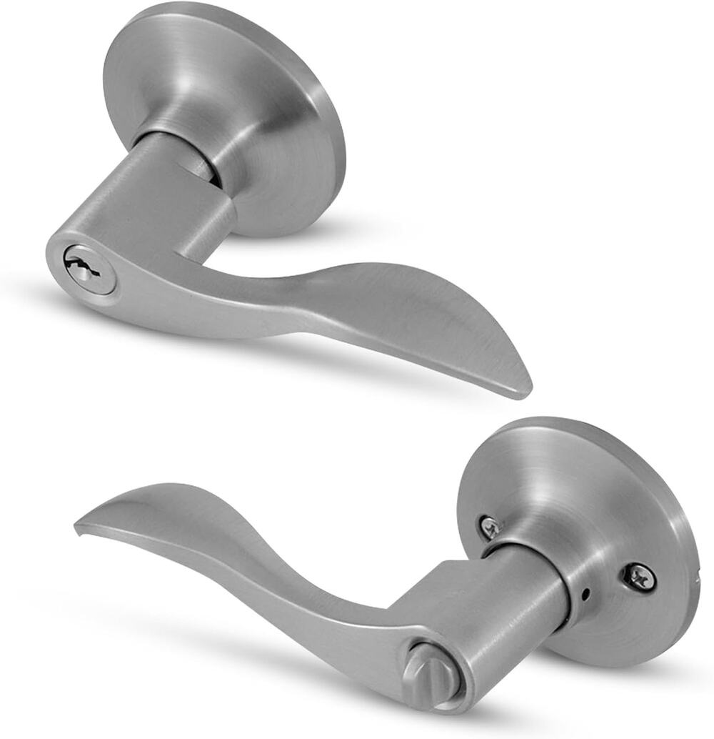 Honeywell Safes & Door Locks - Interior & Exterior Wave Lever Door -Satin Nickel
